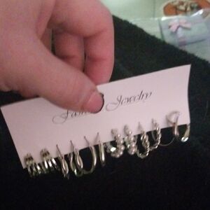 Fashion Jewelry Silver Hoop Earrings Set